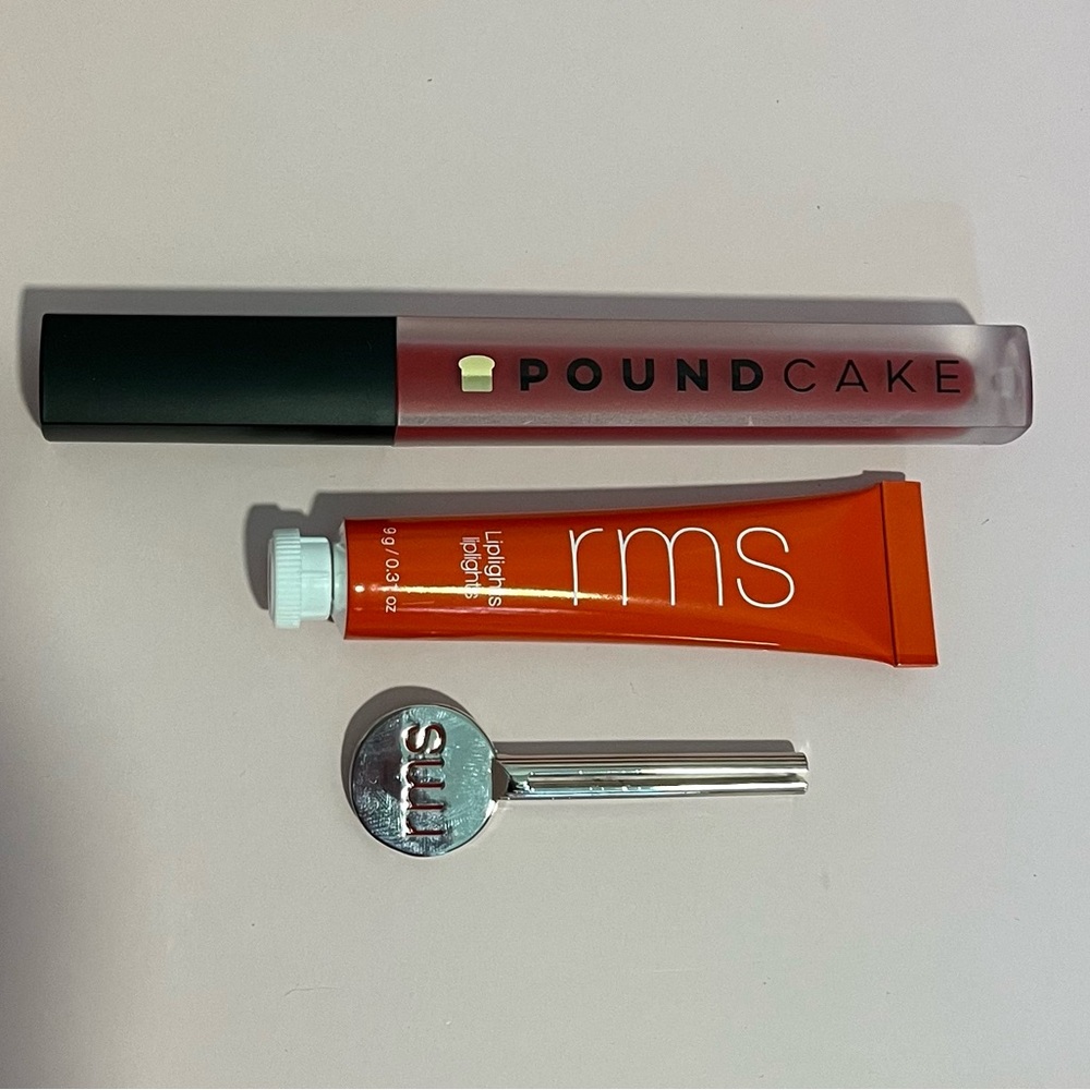 NEW Red Lip Bundle RMS Liplights Lip Gloss & Poundcake Liquid Lipstick NEW